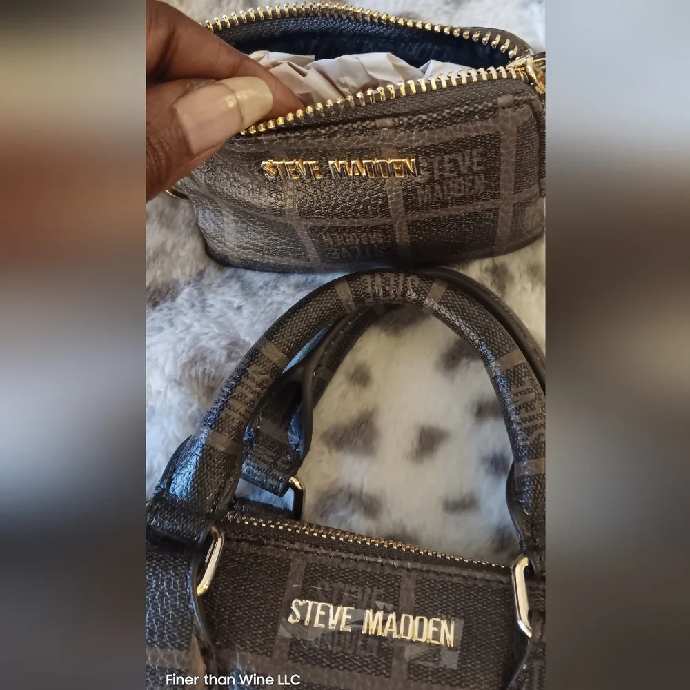 Steve Madden BCasey Brown Crossbody Satchel Bag With Matching Coin Purse - Picture 3 of 8
